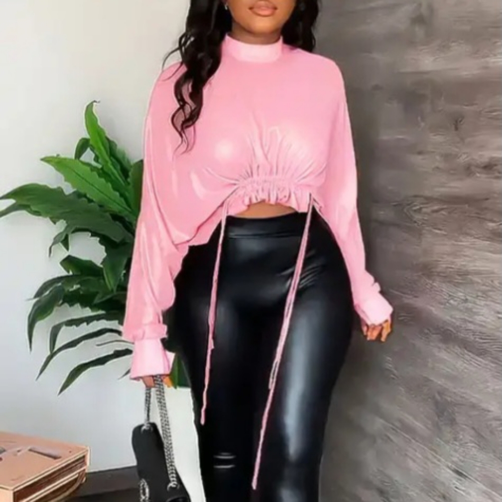 Nwot Drawstring Frill Trim Blouse